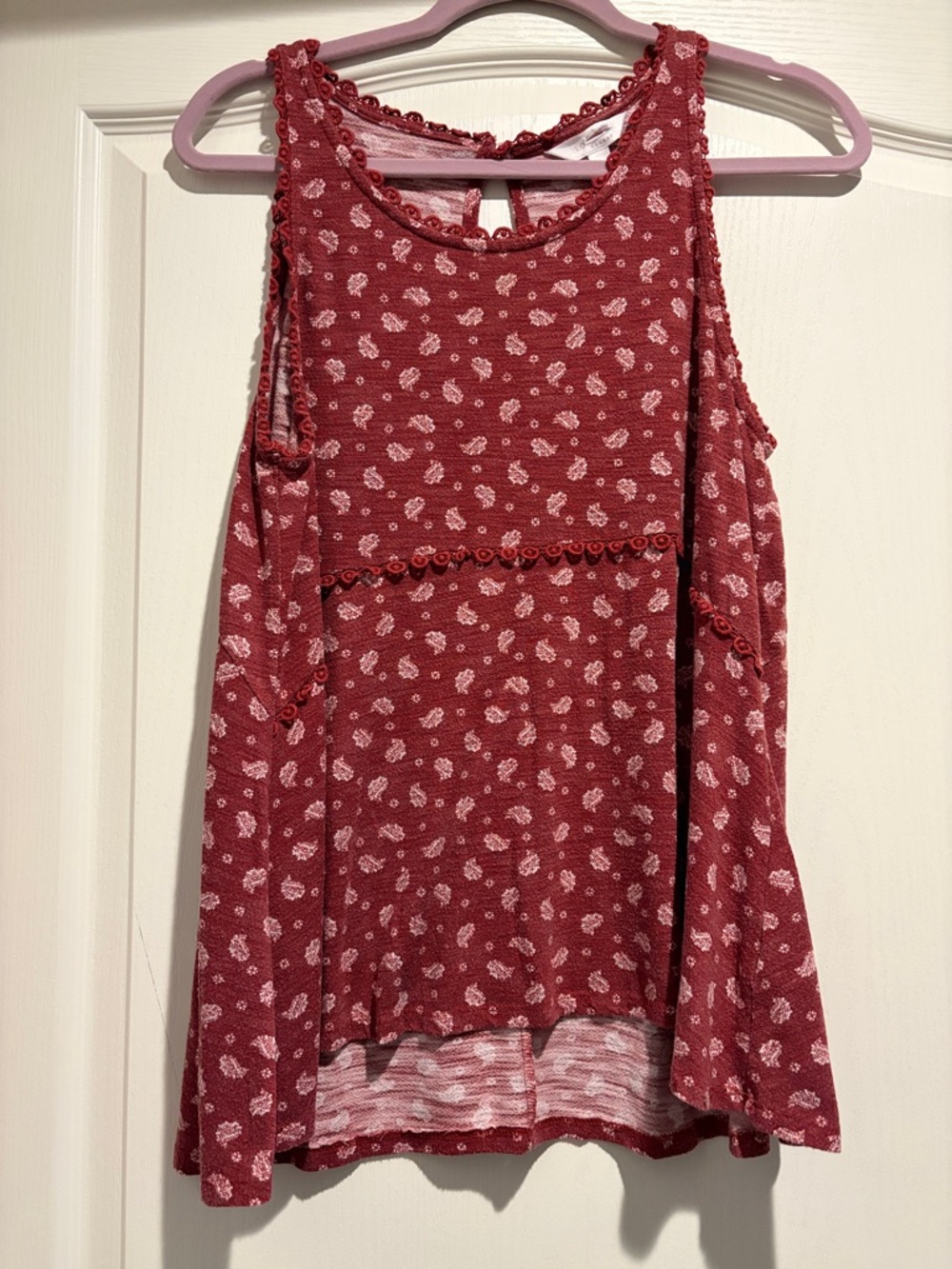 Women’s Red Floral Sleeveless Tunic Top